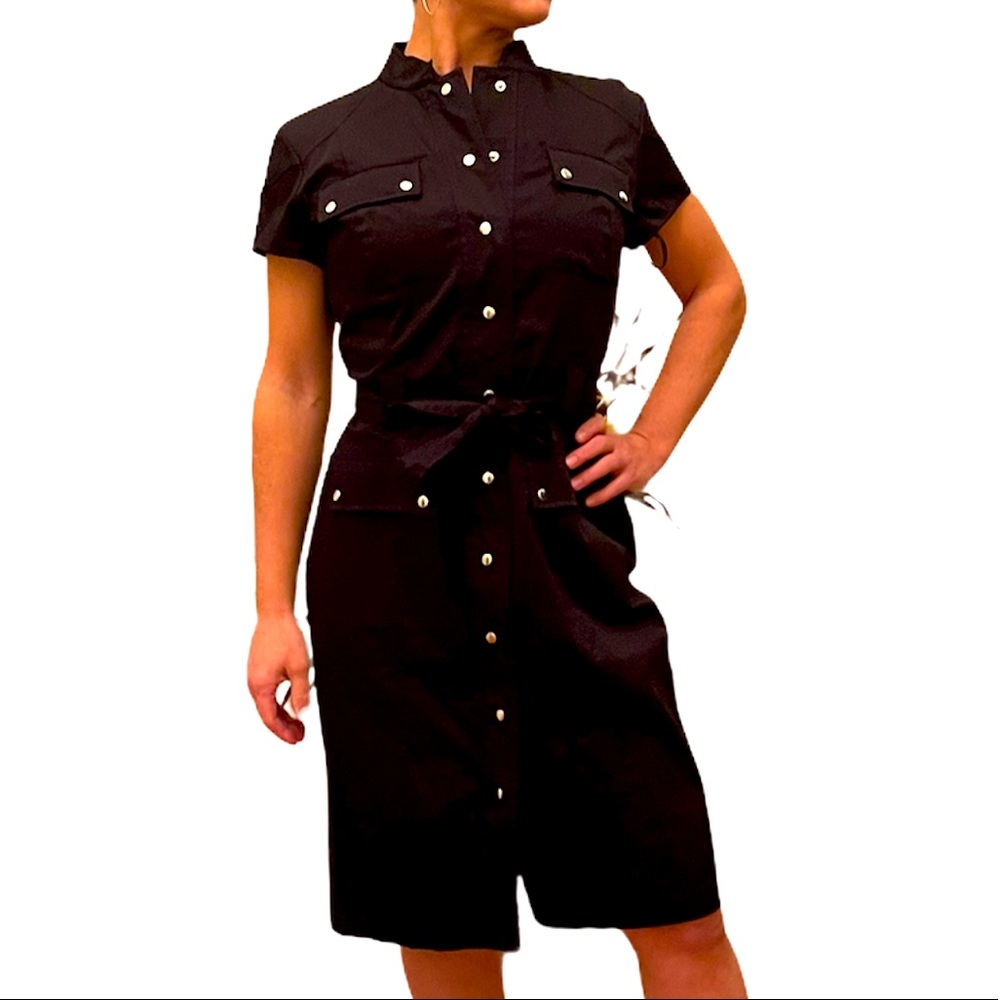 🔥 NWT Calvin Klein Size 8 - Black Button Up Dress